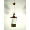 LAMPADARIO SOSPENSIONE LANTERNA OTTONE VETRO 1 LUCE DESIGN MID CENTURY MODERN