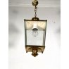 LAMPADARIO SOSPENSIONE LANTERNA OTTONE VETRO 1 LUCE DESIGN MID CENTURY MODERN