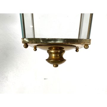 LAMPADARIO SOSPENSIONE LANTERNA OTTONE VETRO 1 LUCE DESIGN MID CENTURY MODERN