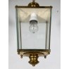 LAMPADARIO SOSPENSIONE LANTERNA OTTONE VETRO 1 LUCE DESIGN MID CENTURY MODERN