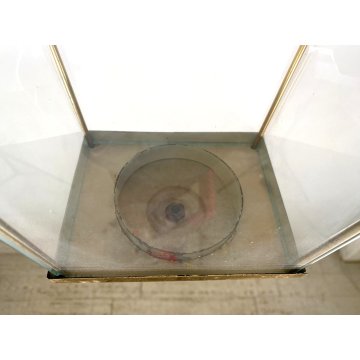 LAMPADARIO SOSPENSIONE LANTERNA OTTONE VETRO 1 LUCE DESIGN MID CENTURY MODERN