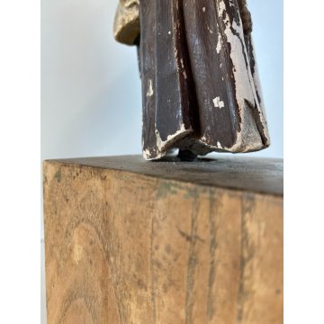STATUETTA GESSO SAN FRANCESCO DEPONE CRISTO DALLA CROCE con BASE LEGNO 25cm/h