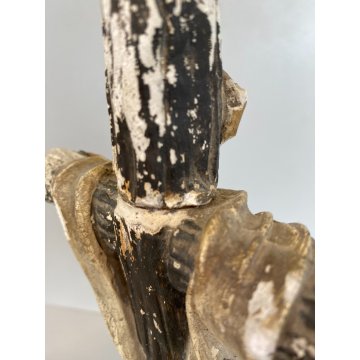 STATUETTA GESSO SAN FRANCESCO DEPONE CRISTO DALLA CROCE con BASE LEGNO 25cm/h