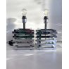 COPPIA LAMPADA COMODINO CROMATA ABATJOUR Romeo Rega METAL TABLE LAMP 15x15cm '70