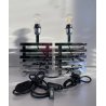 COPPIA LAMPADA COMODINO CROMATA ABATJOUR Romeo Rega METAL TABLE LAMP 15x15cm '70