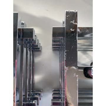 COPPIA LAMPADA COMODINO CROMATA ABATJOUR Romeo Rega METAL TABLE LAMP 15x15cm '70