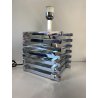 LAMPADA da TAVOLO CROMATA R. Rega o G. Sciolari METAL TABLE LAMP 20x20 cm '70