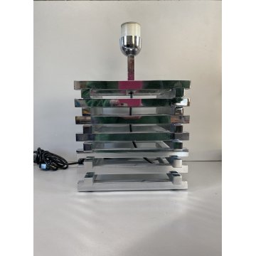 LAMPADA da TAVOLO CROMATA R. Rega o G. Sciolari METAL TABLE LAMP 20x20 cm '70