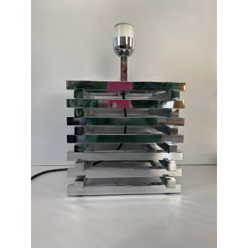 LAMPADA da TAVOLO CROMATA R. Rega o G. Sciolari METAL TABLE LAMP 20x20 cm '70