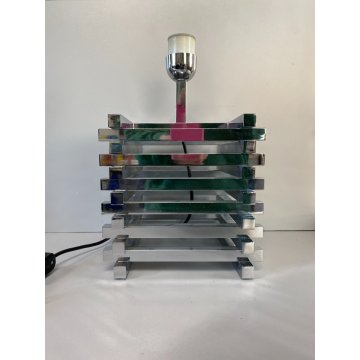 LAMPADA da TAVOLO CROMATA R. Rega o G. Sciolari METAL TABLE LAMP 20x20 cm '70