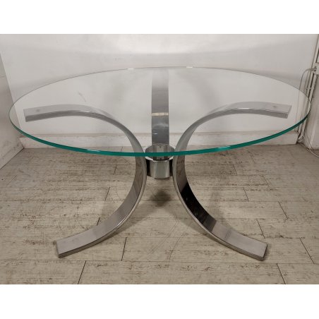 DADA Industrial Design TAVOLO VINTAGE ROTONDO Acciaio Vetro ø 130 cm ANNI 70