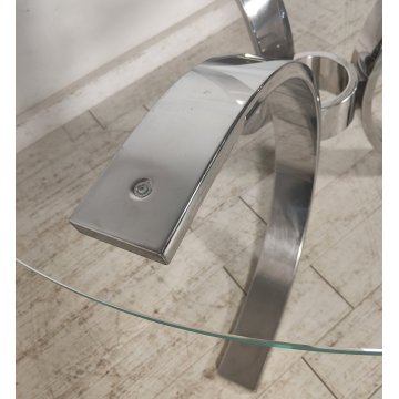 DADA Industrial Design TAVOLO VINTAGE ROTONDO Acciaio Vetro ø 130 cm ANNI 70