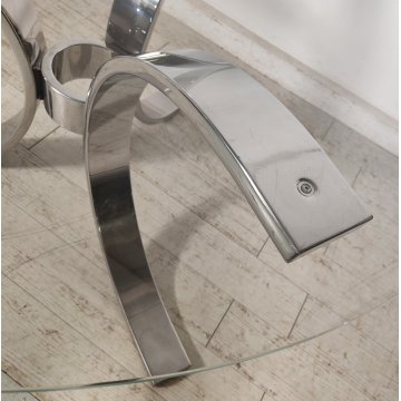 DADA Industrial Design TAVOLO VINTAGE ROTONDO Acciaio Vetro ø 130 cm ANNI 70