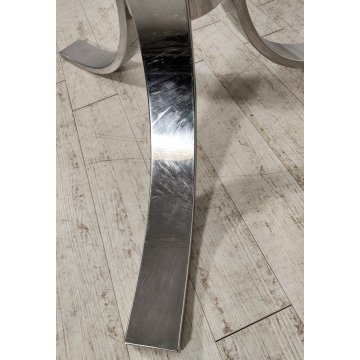 DADA Industrial Design TAVOLO VINTAGE ROTONDO Acciaio Vetro ø 130 cm ANNI 70