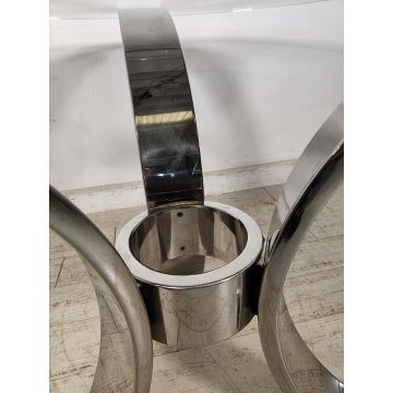 DADA Industrial Design TAVOLO VINTAGE ROTONDO Acciaio Vetro ø 130 cm ANNI 70