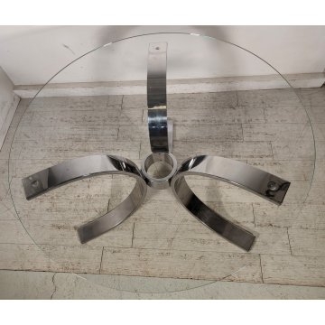 DADA Industrial Design TAVOLO VINTAGE ROTONDO Acciaio Vetro ø 130 cm ANNI 70