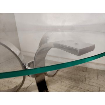 DADA Industrial Design TAVOLO VINTAGE ROTONDO Acciaio Vetro ø 130 cm ANNI 70