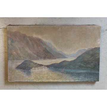 ANTICO QUADRO DIPINTO P. Bonnard OLIO TELA 1900 PAESAGGIO Lago di Como BELLAGIO