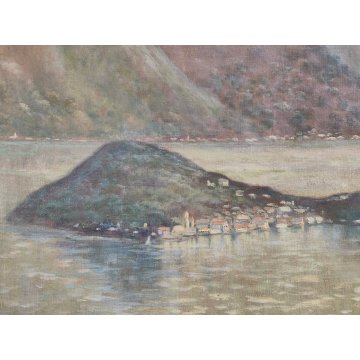 ANTICO QUADRO DIPINTO P. Bonnard OLIO TELA 1900 PAESAGGIO Lago di Como BELLAGIO