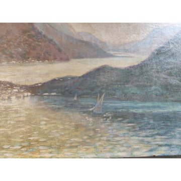 ANTICO QUADRO DIPINTO P. Bonnard OLIO TELA 1900 PAESAGGIO Lago di Como BELLAGIO