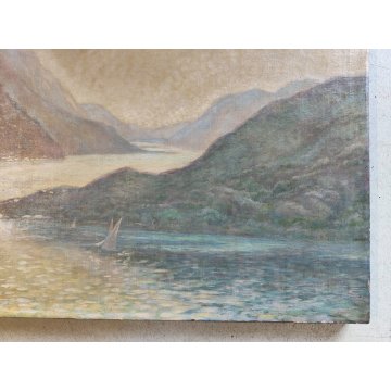 ANTICO QUADRO DIPINTO P. Bonnard OLIO TELA 1900 PAESAGGIO Lago di Como BELLAGIO