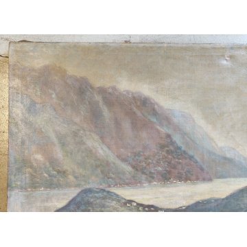 ANTICO QUADRO DIPINTO P. Bonnard OLIO TELA 1900 PAESAGGIO Lago di Como BELLAGIO