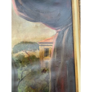 ENORME GRANDE QUADRO RITRATTO NOBIL UOMO MILANESE H 263 CM OLIO SU TELA FIRMATO