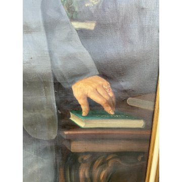 ENORME GRANDE QUADRO RITRATTO NOBIL UOMO MILANESE H 263 CM OLIO SU TELA FIRMATO