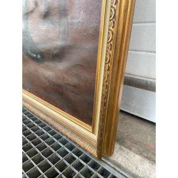ENORME GRANDE QUADRO RITRATTO NOBIL UOMO MILANESE H 263 CM OLIO SU TELA FIRMATO