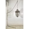 LAMPADARIO SOSPENSIONE LANTERNA ART NOUVEAU FINE 1800 OTTONE VETRO 1 LUCE