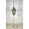LAMPADARIO SOSPENSIONE LANTERNA ART NOUVEAU FINE 1800 OTTONE VETRO 1 LUCE