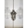 LAMPADARIO SOSPENSIONE LANTERNA ART NOUVEAU FINE 1800 OTTONE VETRO 1 LUCE