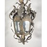 LAMPADARIO SOSPENSIONE LANTERNA ART NOUVEAU FINE 1800 OTTONE VETRO 1 LUCE