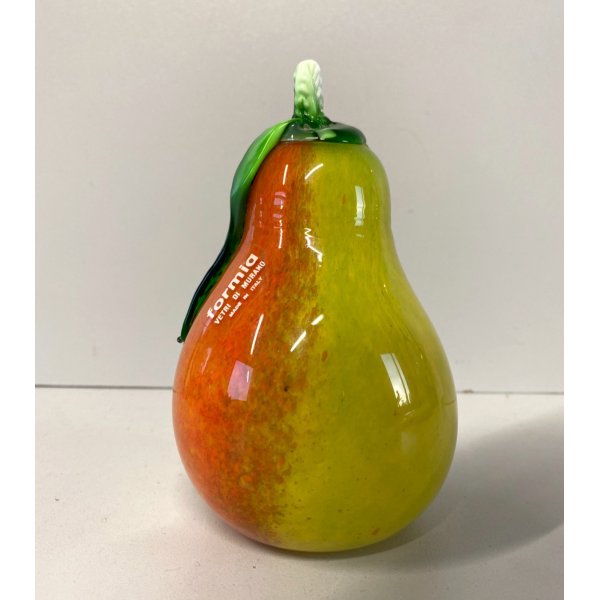FRUTTO VETRO SOFFIATO MURANO Formia PERA GIALLO ARANCIONE VINTAGE ART GLASS '50s