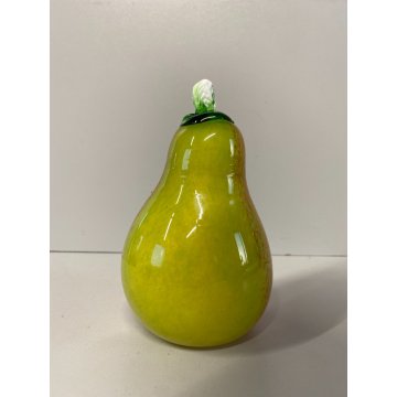 FRUTTO VETRO SOFFIATO MURANO Formia PERA GIALLO ARANCIONE VINTAGE ART GLASS '50s