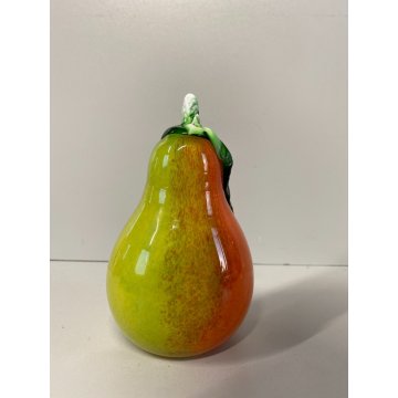 FRUTTO VETRO SOFFIATO MURANO Formia PERA GIALLO ARANCIONE VINTAGE ART GLASS '50s