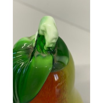 FRUTTO VETRO SOFFIATO MURANO Formia PERA GIALLO ARANCIONE VINTAGE ART GLASS '50s
