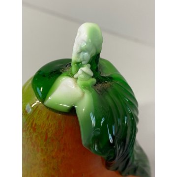 FRUTTO VETRO SOFFIATO MURANO Formia PERA GIALLO ARANCIONE VINTAGE ART GLASS '50s