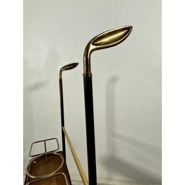 CARRELLO BAR MID CENTURY MODERN LEGNO OTTONE MANIGLIE DESIGNO MAZZA GOLF