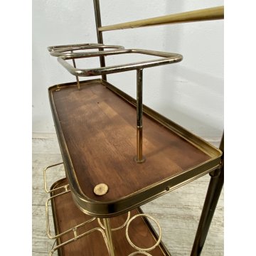 CARRELLO BAR MID CENTURY MODERN LEGNO OTTONE MANIGLIE DESIGNO MAZZA GOLF