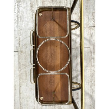 CARRELLO BAR MID CENTURY MODERN LEGNO OTTONE MANIGLIE DESIGNO MAZZA GOLF