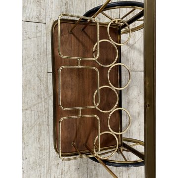 CARRELLO BAR MID CENTURY MODERN LEGNO OTTONE MANIGLIE DESIGNO MAZZA GOLF