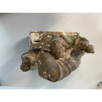 ANTICO GRUPPO SCULTOREO GESSO CASSETTA ELAMOSINA MISSIONI FRANCESCANE '800
