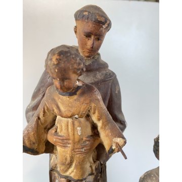 ANTICO GRUPPO SCULTOREO GESSO CASSETTA ELAMOSINA MISSIONI FRANCESCANE '800