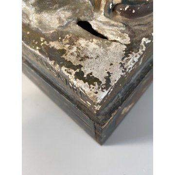 ANTICO GRUPPO SCULTOREO GESSO CASSETTA ELAMOSINA MISSIONI FRANCESCANE '800