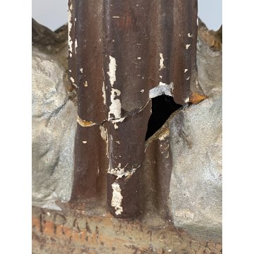 ANTICO GRUPPO SCULTOREO GESSO CASSETTA ELAMOSINA MISSIONI FRANCESCANE '800