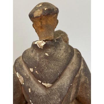 ANTICO GRUPPO SCULTOREO GESSO CASSETTA ELAMOSINA MISSIONI FRANCESCANE '800