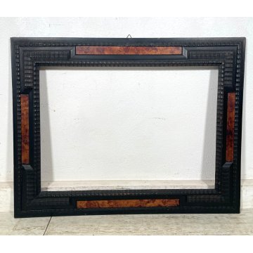 ANTICA CORNICE GUILLOCHE epoca 800 OLD LEGNO SCOLPITO EBANIZZATO 92X72cm RADICA