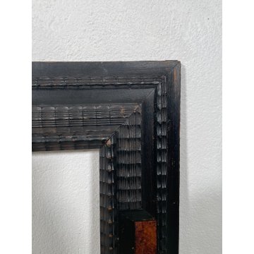 ANTICA CORNICE GUILLOCHE epoca 800 OLD LEGNO SCOLPITO EBANIZZATO 92X72cm RADICA