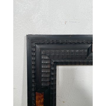 ANTICA CORNICE GUILLOCHE epoca 800 OLD LEGNO SCOLPITO EBANIZZATO 92X72cm RADICA